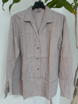 Camicia Stefanel a quadri grigio perla e bordeaux