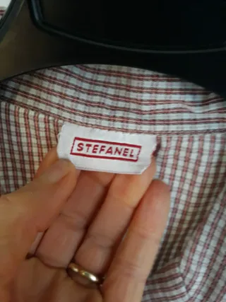 Camicia Stefanel a quadri grigio perla e bordeaux