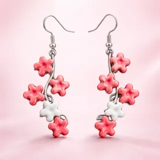 Llamativos Pendientes coral de plata