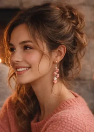 Llamativos Pendientes de plata, bonito color coral