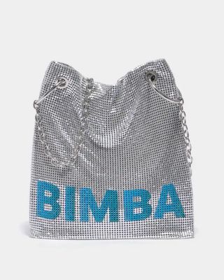 Bolso Bimba y Lola Malla Plateado Azul