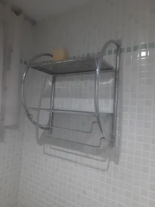 Conjunto espejo + lavabo cristal + estanterias