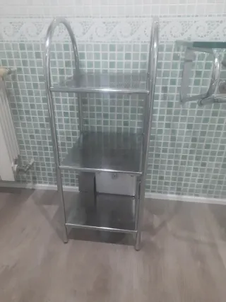 Conjunto espejo + lavabo cristal + estanterias