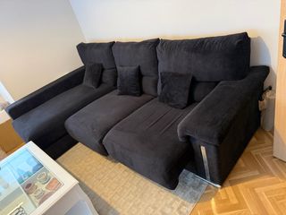 Sofa chaise longue 3 plazas extraible negro