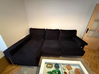 Sofa chaise longue 3 plazas extraible negro