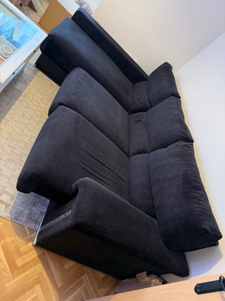 Sofa chaise longue 3 plazas extraible negro