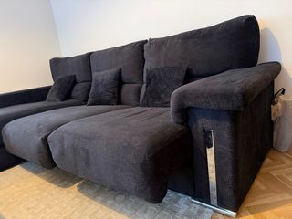 Sofa chaise longue 3 plazas extraible negro
