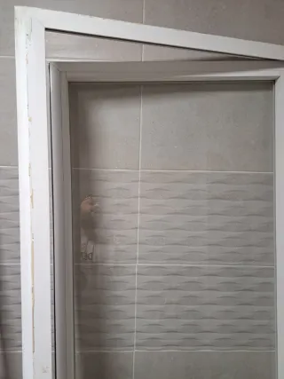 Puerta aluminio blanca y cristales 200x72