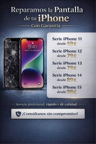 Reparación pantalla iPhone Express con garantía