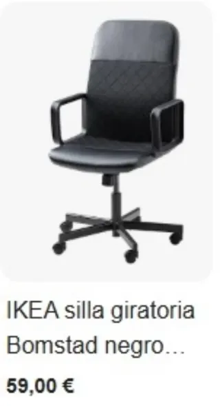 2 Sillas giratoria, Bomstad negro RENBERGET- IKEA.