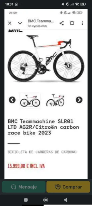 BMC SLR01 EQUIPO AG2R TOPE GAMA