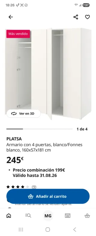 Armario Platsa 4 puertas Ikea