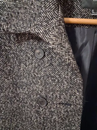 Abrigo chaleco de lana Jaspeado como espiga Negro