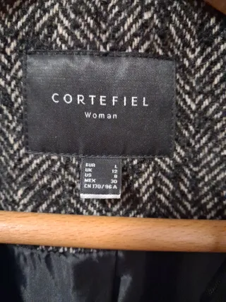 Abrigo chaleco de lana Jaspeado como espiga Negro