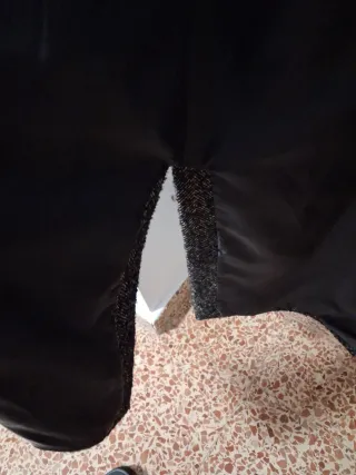 Abrigo chaleco de lana Jaspeado como espiga Negro