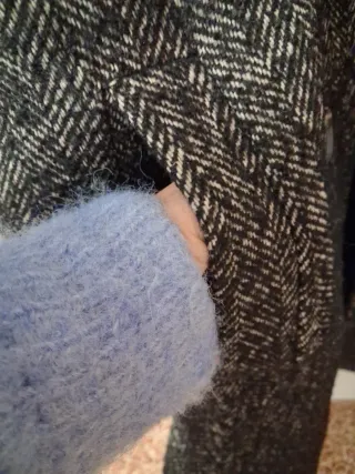 Abrigo chaleco de lana Jaspeado como espiga Negro