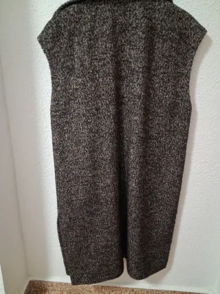 Abrigo chaleco de lana Jaspeado como espiga Negro