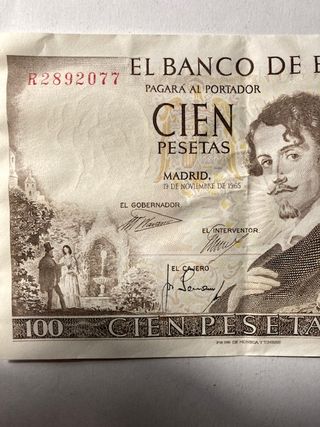 Billete 100 pesetas 1965 Becquer