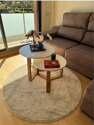 Tappeto rotondo pelo corto beige 130 cm