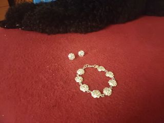 Conjunto plata pulsera y pendientes