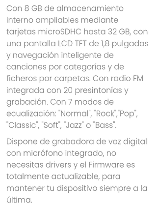 Reproductor MP4 Energy con auriculares incluidos.