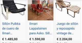 Vintage lounge silla, PULKKA chair + Ottoman