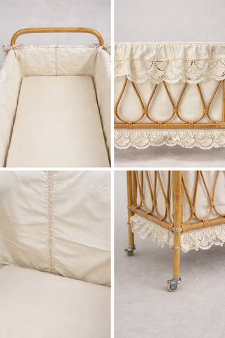 ✨ Cuna vintage de mimbre con ruedas