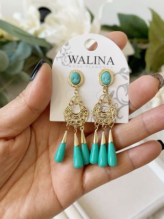 Pendientes turquesas flamenca corales