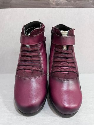 Botín Piel Velcro Elásticos Burdeos talla 38
