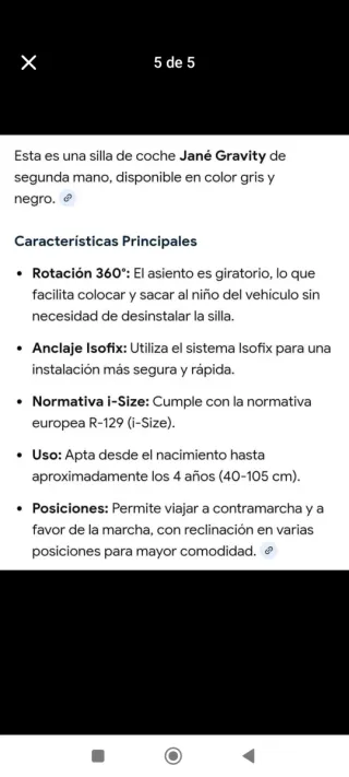 Silla de coche Jane Gravity 360° Isofix