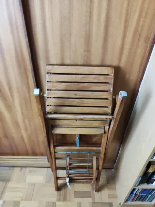 Trona Vintage Plegable de Madera Maciza Años 70