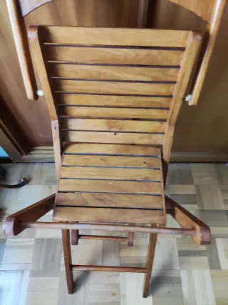 Trona Vintage Plegable de Madera Maciza Años 70