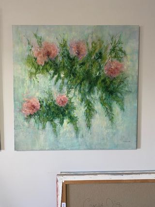 Oleo: Composición floral.