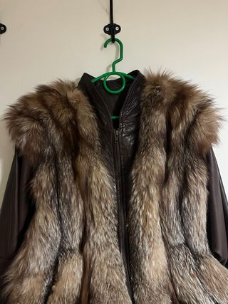 Chaqueta vintage de cuero y piel de zorro