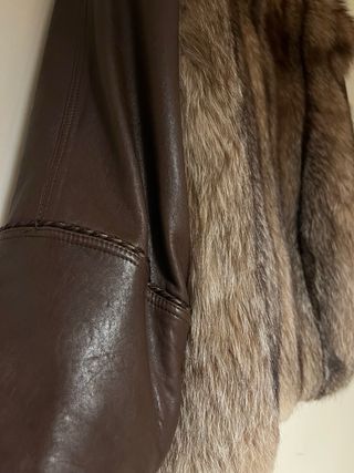 Chaqueta vintage de cuero y piel de zorro
