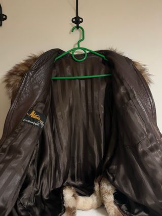 Chaqueta vintage de cuero y piel de zorro