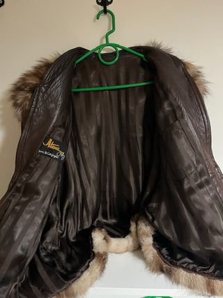 Chaqueta vintage de cuero y piel de zorro