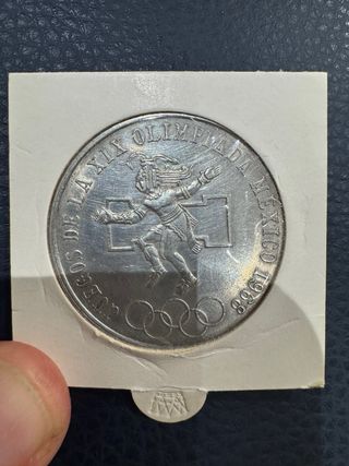 Moneda 25 Pesos Plata México 1968 Olimpiada