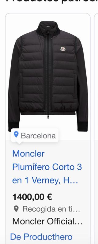 Nuevo Moncler Plumífero Corto 3 en 1