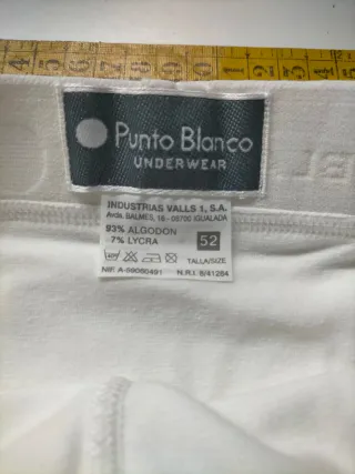 Slip blanco Punto Blanco talla L, algodón 93%