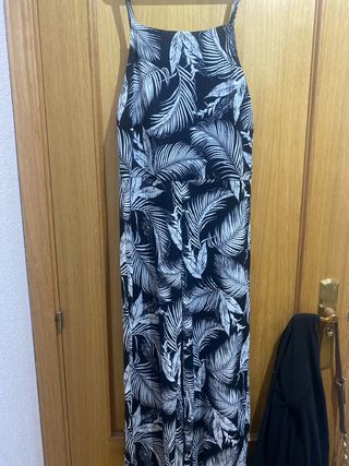 Mono H&M estampado palmeras blanco y negro