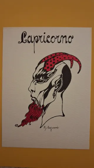 Cartolina artistica zodiacale oroscopo Capricorno