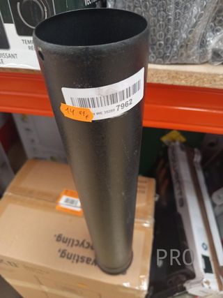 TUBO MH 80 x 500, Cm ACERO SIMPLE VITRIFICADO NEGRO PELLET/BIOMASA