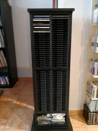 Organizador cd's madera, I color negro