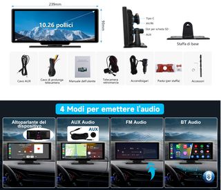 CarPlay e Android auto, 10pollici dashcam - Nuova