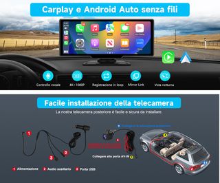 CarPlay e Android auto, 10pollici dashcam - Nuova