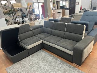 SOFA CAMA CON RINCONERA Y PUFF PARA ALMACENAR