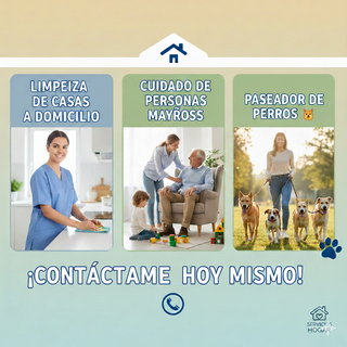 Limpieza casas, niñera y cuidado mayores