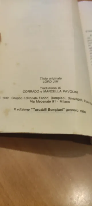 LORD JIM Joseph Conrad Bompiani 1986 libro romanzo