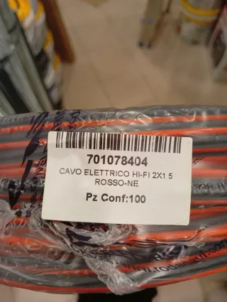 Cavo elettrico HiFi rosso nero 2x1,5mm 100mt